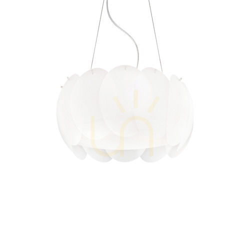 Skontrolujte Prívesné svietidlo Ideallux OVALINO SP5 biele sklenené 5xE27 Ø44 cm 074139