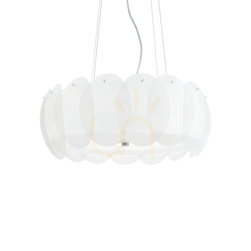 Skontrolujte Prívesné svietidlo Ideallux OVALINO SP8 biele sklo 8xE27 55 cm 090481