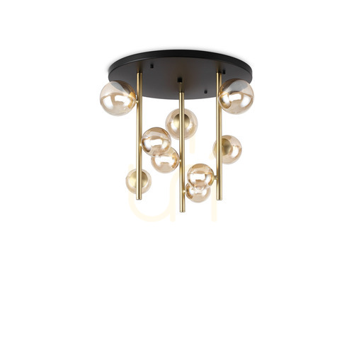 Skontrolujte Plafón Ideallux PERLAGE PL9 Ambra mosadz/jantárové sklo 50 cm 328409
