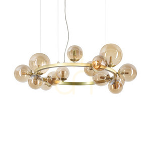 Závesné svietidlo Ideallux Perlage SP14 Ambra mosadz/jantár 85 cm 322797 small 0