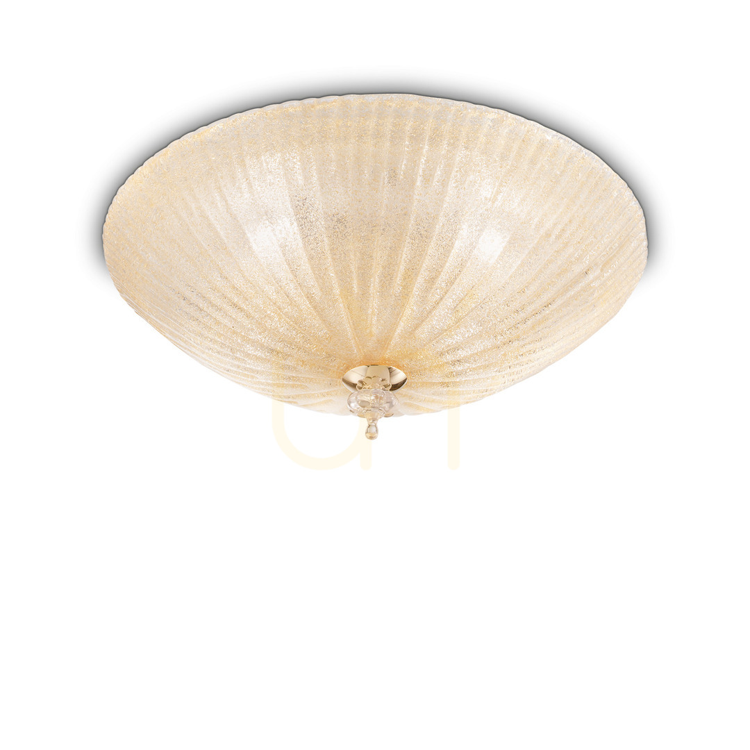 Plafon Ideallux Shell PL6 Ambra 140193 bursztynowy szklany 60 cm