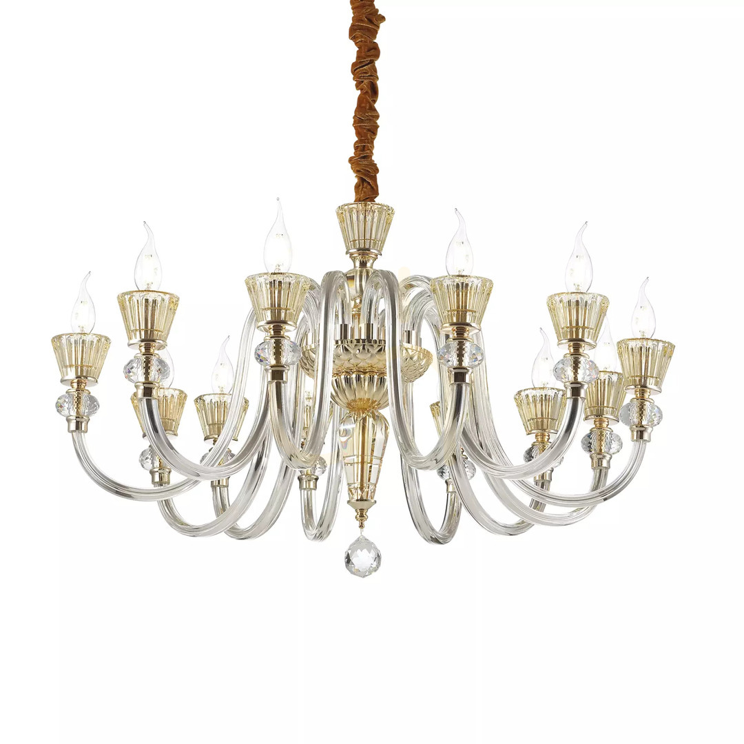 vyhliadka Luster Ideallux Strauss SP12 zlatý 12xE14 sklo 140612 Luster Ideallux Strauss SP12 zlatý 12xE14 sklo 140612