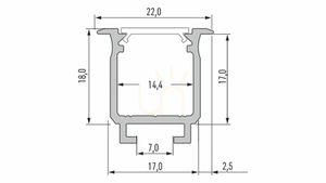 LED profil LUMINES typ W inox eloxovaný 1 m small 1