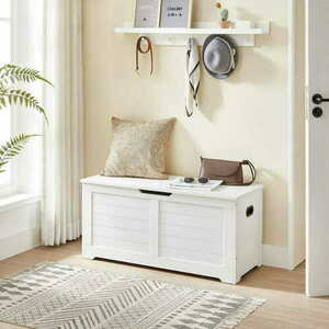 Lavica s úložným priestorom VASAGLE LSB061T10, 100 × 40 × 46 cm, matná biela small 1