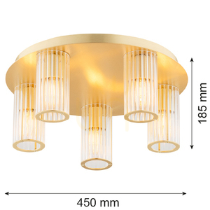Plafón ARGON Hampton transparentný brúsená mosadz E14 5x7W 2178 small 5