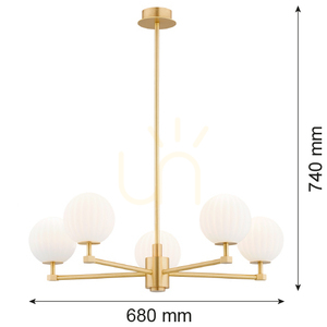 luster ARGON PALOMA biely matný opál mosadz 5xE14 2184 small 8