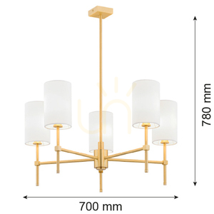 Luster ARGON Abruzzo biely brúsená mosadz 5xE14 2134 small 5