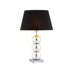 Stolná lampa Argon FUDŻI čierna chróm sklo textilné tienidlo E27 55 cm 3622 small 0