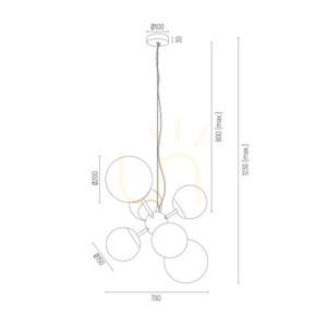 Luster Argon SATELITE 2531 6xE27 opálové sklenené tienidlá chróm 70 cm small 2