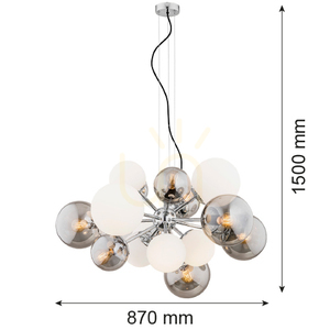 Luster ARGON SATELITE 5020 biely sklo E27 15x15W small 2