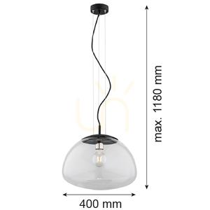Závesné svietidlo Argon TRINI 40 cm číre sklo čierny mat E27 4351 small 2