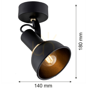 Nastaviteľné nástenné svietidlo Argon TWIST 4900, čierne s pomosadzenými detailmi, E14 small 2