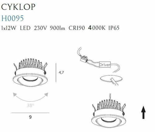 Skontrolujte Stropné očko Max Light CykloP H0095 4000K čierne 12W IP65