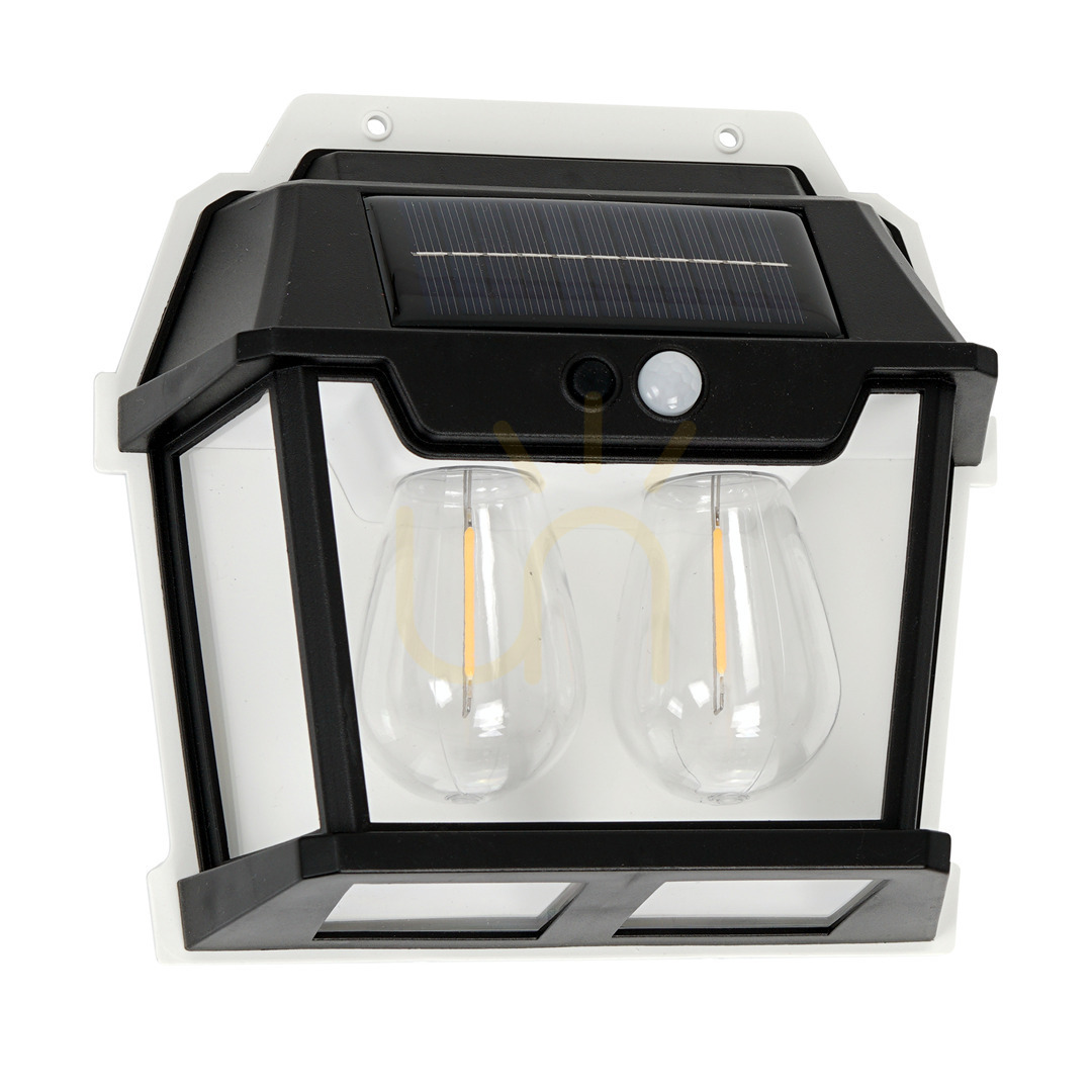 Čierna solárna nástenná lampa Filo Double 3000 K IP44