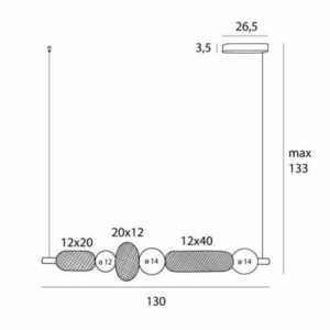 Závesné svietidlo Max Light Bora P0593 čierno-zlaté 29W 130 cm small 2