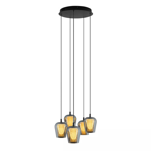 Skontrolujte Okrúhle závesné svietidlo Keso 5xLED čierne PL0142-5