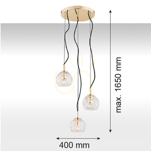 Závesné svietidlo ARGON OVIEDO transparentné mosadzné E27 3x15W 1463 small 2