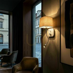 Nástenné svietidlo Rendl PERTH R13661 E14 s textilným tienidlom a LED lampičkou na čítanie, béžové/biele/chróm small 5