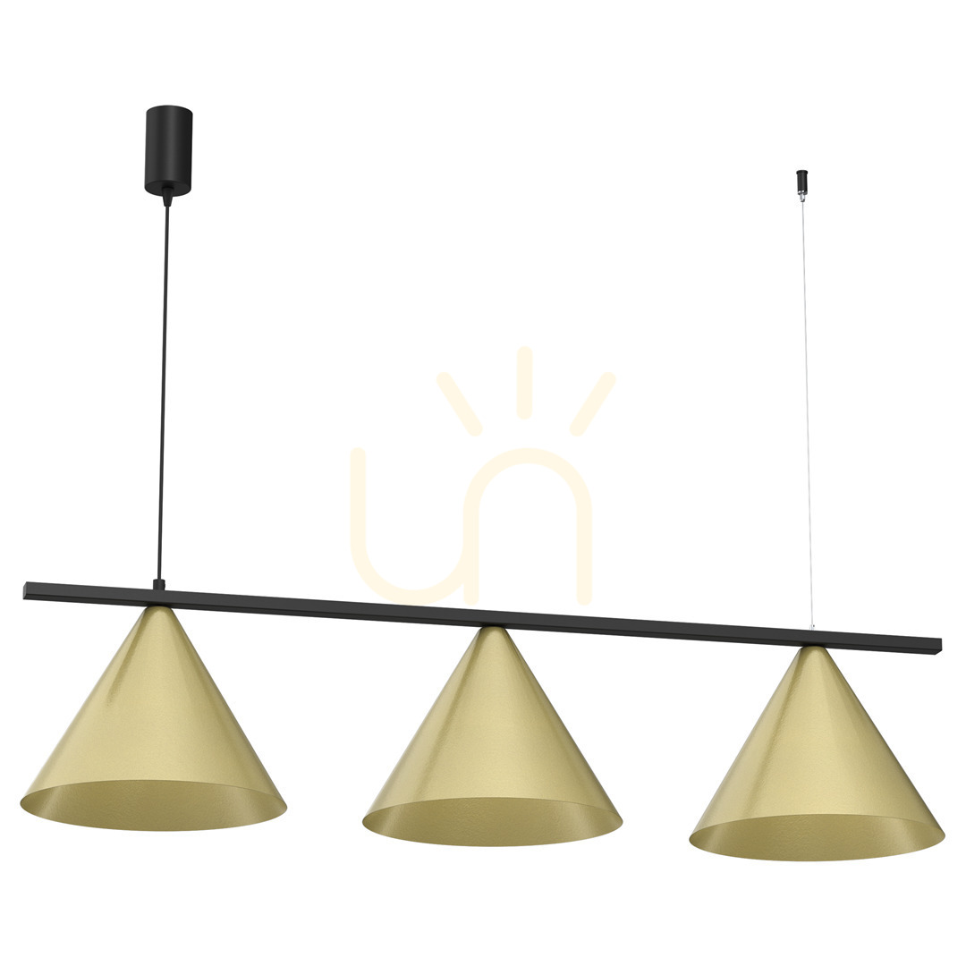 Čierna kapitálová závesná lampa čierne zlato 3 Xgx53