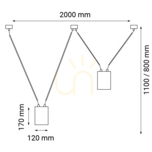 Závesné svietidlo Antigo VIWIN 2 čierne 200 cm LED ES111 9021 small 1