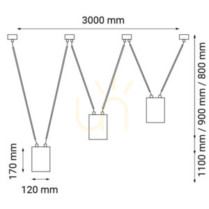 Závesné svietidlo Antigo VIWIN 3 čierne 300 cm LED ES111 9022 small 1