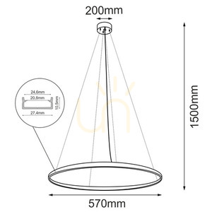 Závesné svietidlo Antigo Agari 57 LED čierne 570 mm 5320 small 1