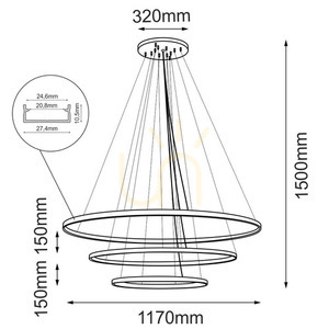 Závesné svietidlo Antigo Agari Multi 3 zlaté LED 117 cm 3000K 6 svetiel 5420 small 1
