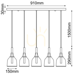 Závesné svietidlo Antigo Botor 5 čierne sklo 5x G9 91 cm 5098 small 1