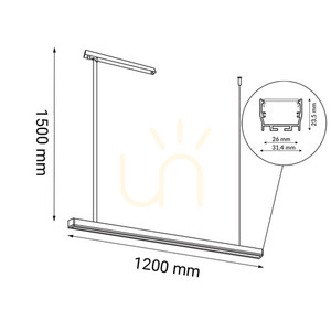 Prívesné svetlo Antigo Hiate Line čierne LED 120 cm 3000K 1848 small 1