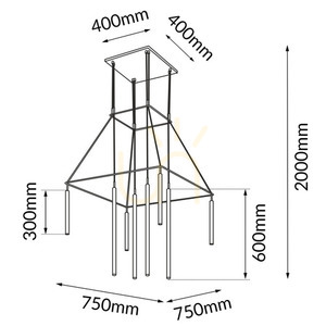 Závesné svietidlo Antigo Alha H čierne 75 cm 8x G9 LED small 1