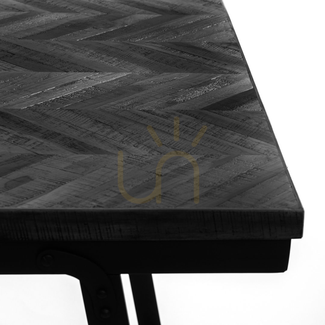 Náhľad Jedálenský stôl BAZAR BIZAR Herringbone čierny teakové drevo 140 cm Jedálenský stôl BAZAR BIZAR Herringbone čierny teakové drevo 140 cm