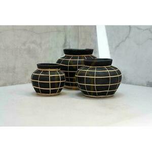 Váza BAZAR BIZAR The Belly čierna prírodná terakota ratan L Terracotta Collection small 2