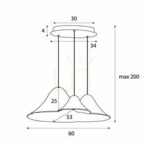 Závesné svietidlo Max Light Bellmond P0565 čierno-sivé plstené LED 21 W, 3 svetlá, 60 cm small 5