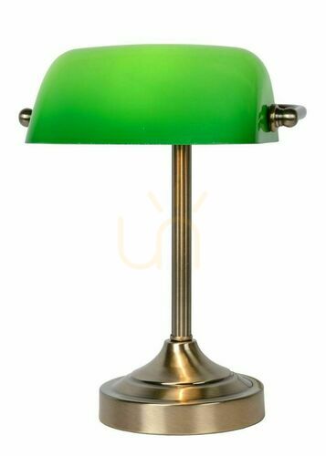 Skontrolujte Stolová lampa Lucide BANKER 17504/01/03 zelená hnedá retro kov sklo E14