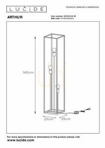 Stojacia lampa Lucide ARTHUR čierna medená vintage E27 3 svetlá 140 cm 08724/03/30 small 7