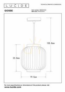 Závesné svietidlo Lucide GOSSE biele porcelánové E27 1x40W 13435/01/31 small 6