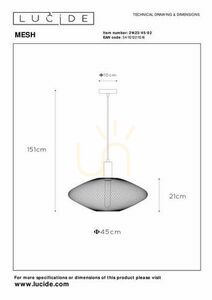 Závesné svietidlo Lucide MESH zlaté 45 cm E27 SKU 21423/45/02 small 4