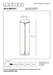 Vonkajšie stĺpikové svetlo Lucide POWERPOINT antracit IP44 40 cm 27849/12/29 small 11