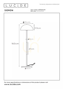 Stojacia lampa Lucide SIEMON 160 cm E27, okrovožltá 45796/01/44 small 6