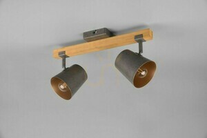 Stropné bodové svietidlo TRIO BELL 801900267, 2×E14, patinovaný nikel a drevo small 1