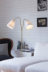 Podlahová lampa Markslojd MODENA 105274 2x60W biela mosadz kovová 152 cm small 1