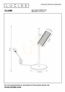 Stolová lampa Lucide CLUBS biela hliník GU10 09539/01/31 small 3