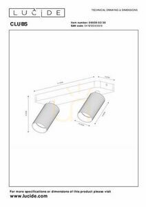 Plafón Lucide CLUBS čierny LED GU10 2x 40W IP20 09939/02/30 small 5