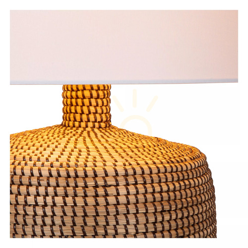Skontrolujte Stolová lampa Lucide AMBALA z morskej trávy s bielym ľanovým tienidlom, 64 cm, E27 10552/81/73