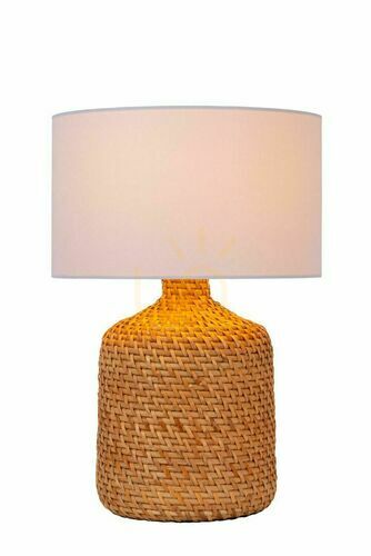 Skontrolujte Stolová lampa Lucide ARRAH Japandi ratan ľan drevo E27 50 cm 10553/81/73