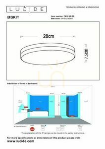 Plafón Lucide BISKIT čierny LED 18W IP44 28 cm 79111/30/30 small 4