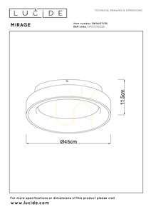 Plafón Lucide MIRAGE čierny LED 33W 45 cm 36114/27/30 small 3