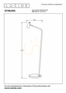 Nabíjateľná stojacia lampa Lucide Stirling 36720/03/30, LED 3 W 2700 K, 48 h prevádzky, dotykový stmievač, čierna 137,5 cm small 4
