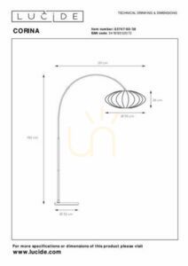Stojacia lampa Lucide CORINA béžová Japandi E27 192 cm 03747/60/38 small 1