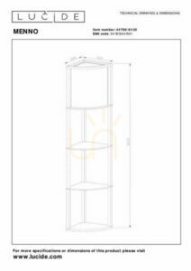 Stojacia lampa s policami Lucide MENNO 44798/81/30 čierna, krémové tienidlo, 162,3 cm, E27 small 4